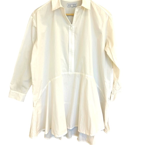 Nice Martin NWOT XS (very oversized) dress shirt dress with slight clear bottom - Picture 2 of 14